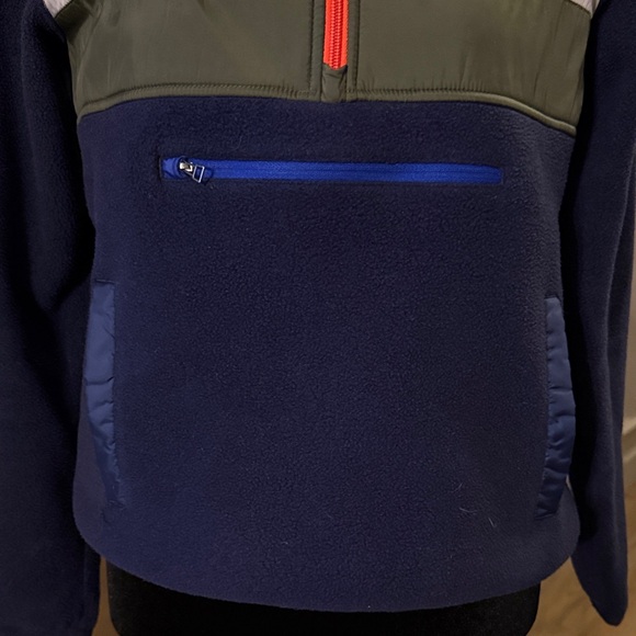 Navy Fleece Pullover with Colorblock Design - Picture 7 of 7